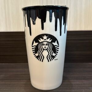 Starbucks Band of Outsiders Black Paint Drip Ceramic Traveler Tumbler Mug 12oz